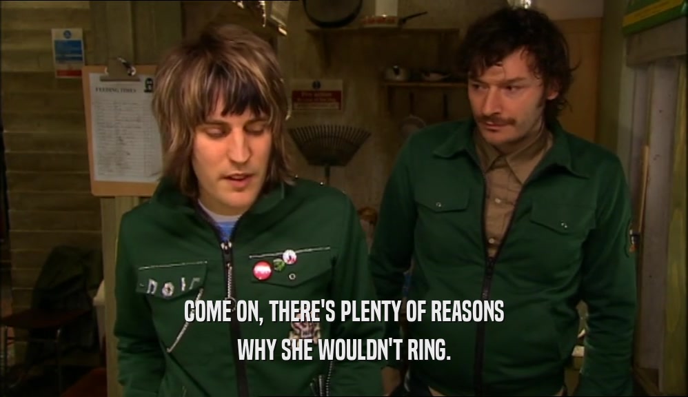 COME ON, THERE'S PLENTY OF REASONS WHY SHE WOULDN'T RING. 