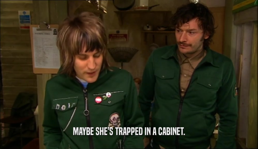 MAYBE SHE'S TRAPPED IN A CABINET.  