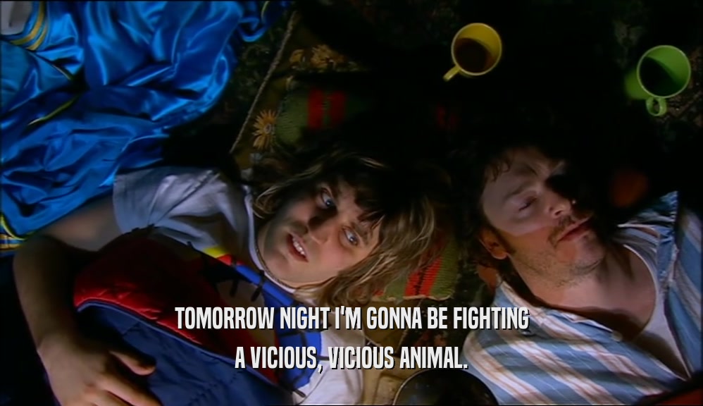 TOMORROW NIGHT I'M GONNA BE FIGHTING A VICIOUS, VICIOUS ANIMAL. 