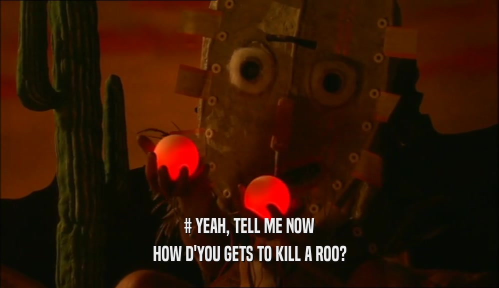 # YEAH, TELL ME NOW HOW D'YOU GETS TO KILL A ROO? 