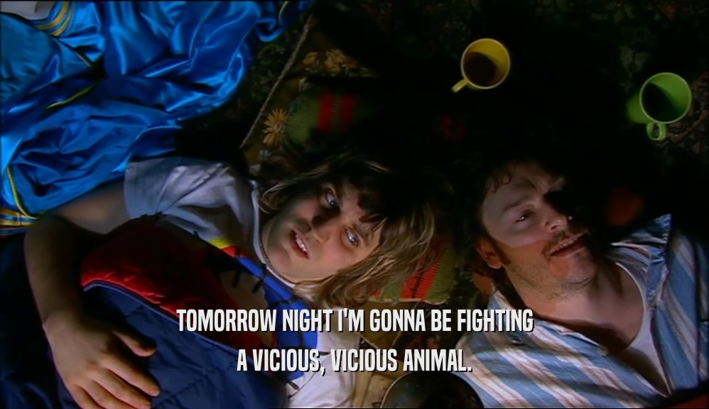 TOMORROW NIGHT I'M GONNA BE FIGHTING A VICIOUS, VICIOUS ANIMAL. 