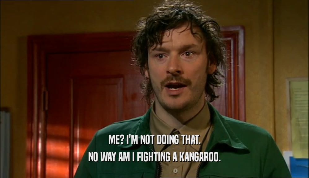 ME? I'M NOT DOING THAT. NO WAY AM I FIGHTING A KANGAROO. 