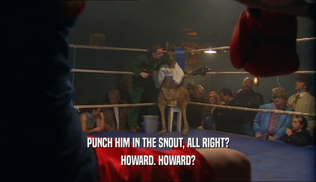 PUNCH HIM IN THE SNOUT, ALL RIGHT?
 HOWARD. HOWARD?
 