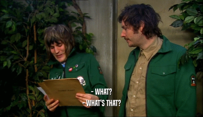 - WHAT? - WHAT'S THAT? 