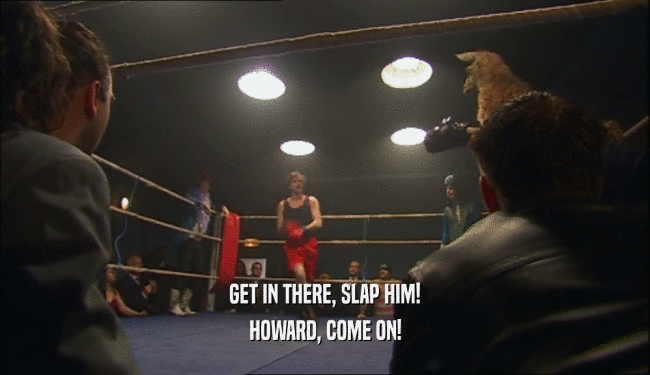 GET IN THERE, SLAP HIM!
 HOWARD, COME ON!
 