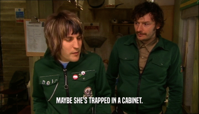MAYBE SHE'S TRAPPED IN A CABINET.  