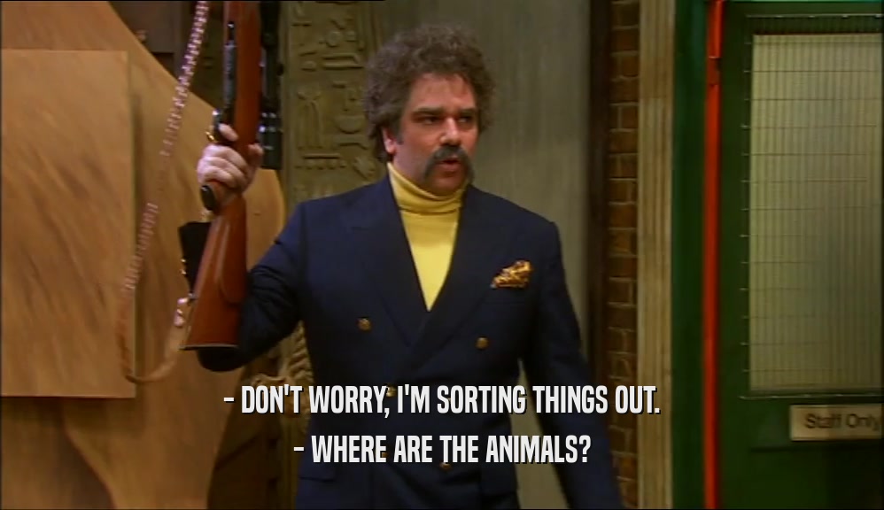 - DON'T WORRY, I'M SORTING THINGS OUT. - WHERE ARE THE ANIMALS? 