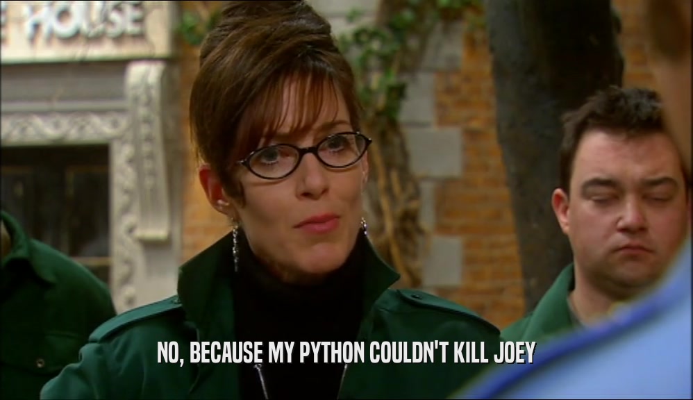 NO, BECAUSE MY PYTHON COULDN'T KILL JOEY  