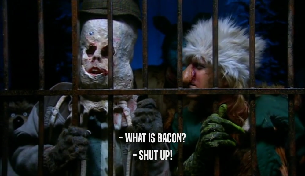 - WHAT IS BACON?
 - SHUT UP!
 