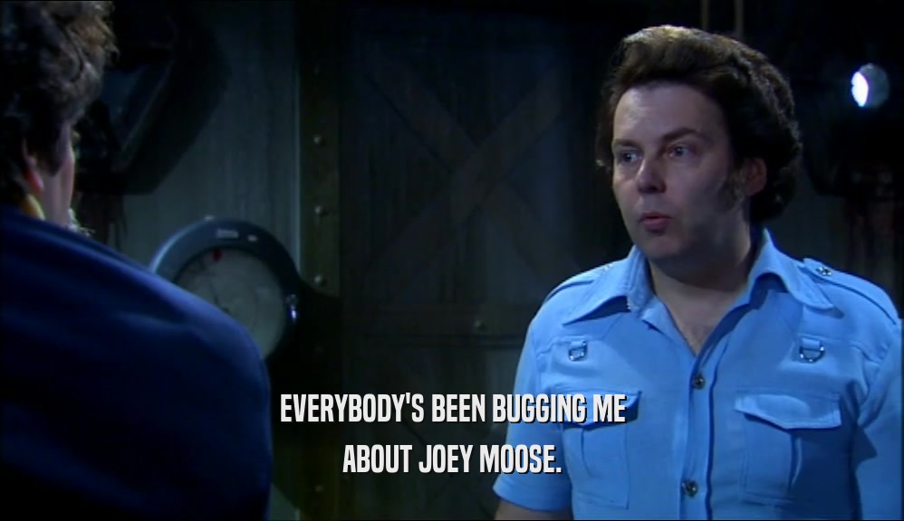 EVERYBODY'S BEEN BUGGING ME ABOUT JOEY MOOSE. 