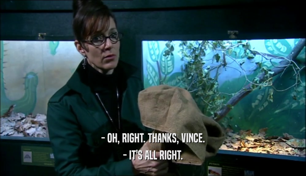 - OH, RIGHT. THANKS, VINCE. - IT'S ALL RIGHT. 