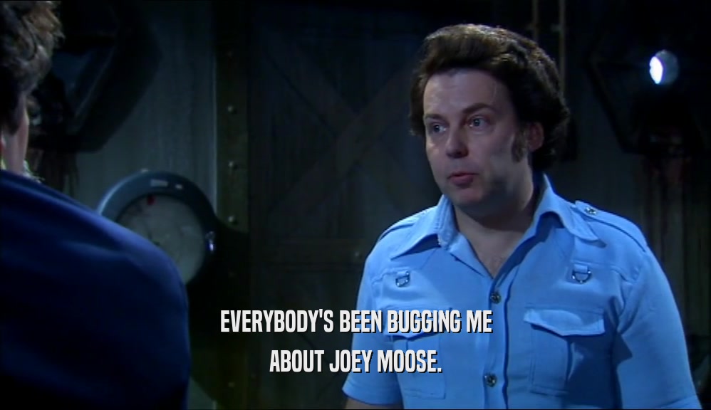 EVERYBODY'S BEEN BUGGING ME ABOUT JOEY MOOSE. 