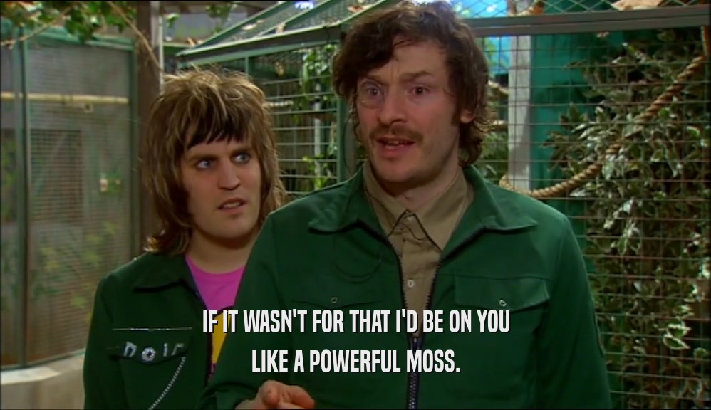 IF IT WASN'T FOR THAT I'D BE ON YOU LIKE A POWERFUL MOSS. 