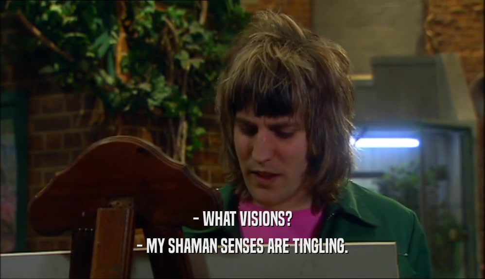 - WHAT VISIONS? - MY SHAMAN SENSES ARE TINGLING. 