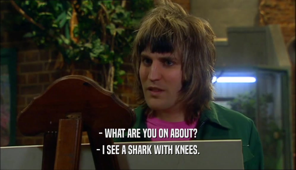 - WHAT ARE YOU ON ABOUT? - I SEE A SHARK WITH KNEES. 