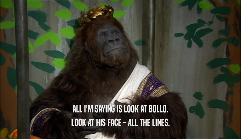 ALL I'M SAYING IS LOOK AT BOLLO. LOOK AT HIS FACE - ALL THE LINES. 