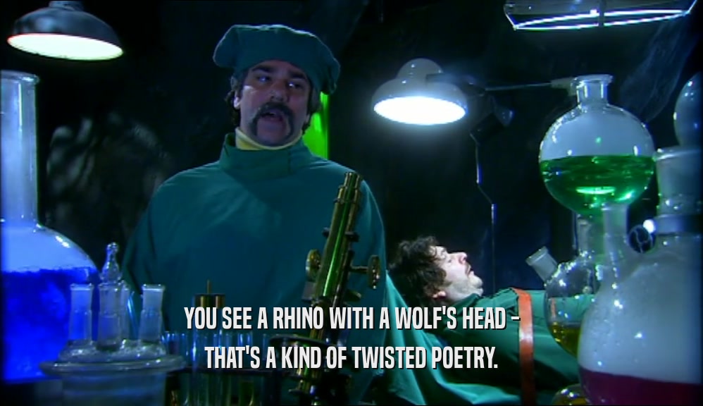 YOU SEE A RHINO WITH A WOLF'S HEAD - THAT'S A KIND OF TWISTED POETRY. 