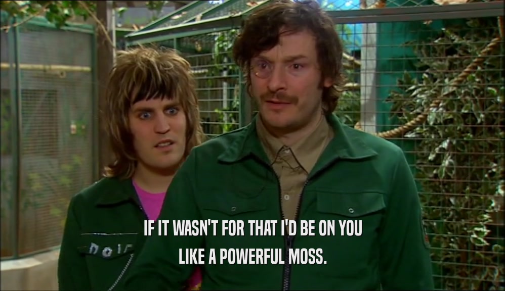 IF IT WASN'T FOR THAT I'D BE ON YOU LIKE A POWERFUL MOSS. 