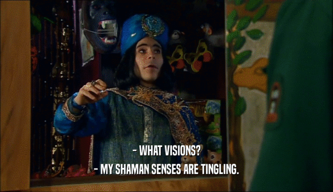 - WHAT VISIONS? - MY SHAMAN SENSES ARE TINGLING. 