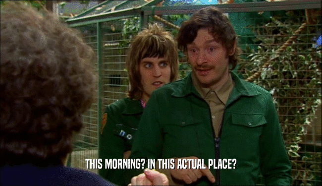 THIS MORNING? IN THIS ACTUAL PLACE?  
