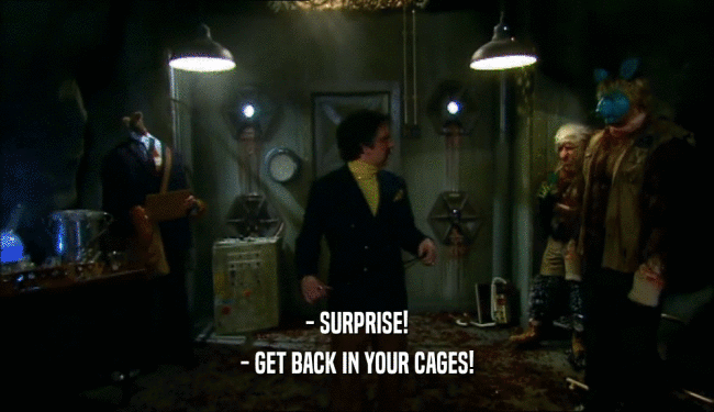 - SURPRISE! - GET BACK IN YOUR CAGES! 