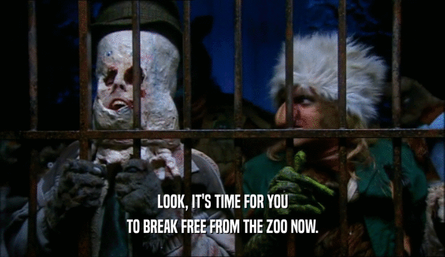 LOOK, IT'S TIME FOR YOU
 TO BREAK FREE FROM THE ZOO NOW.
 