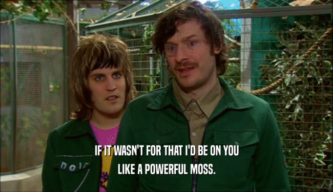 IF IT WASN'T FOR THAT I'D BE ON YOU LIKE A POWERFUL MOSS. 