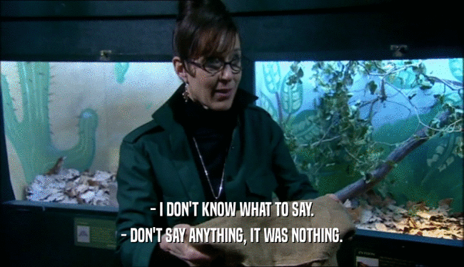 - I DON'T KNOW WHAT TO SAY. - DON'T SAY ANYTHING, IT WAS NOTHING. 