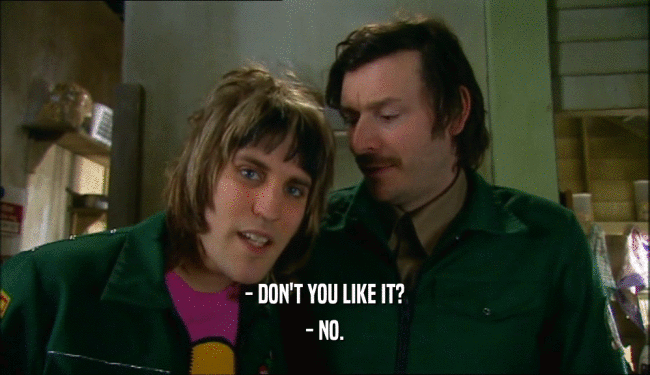- DON'T YOU LIKE IT? - NO. 