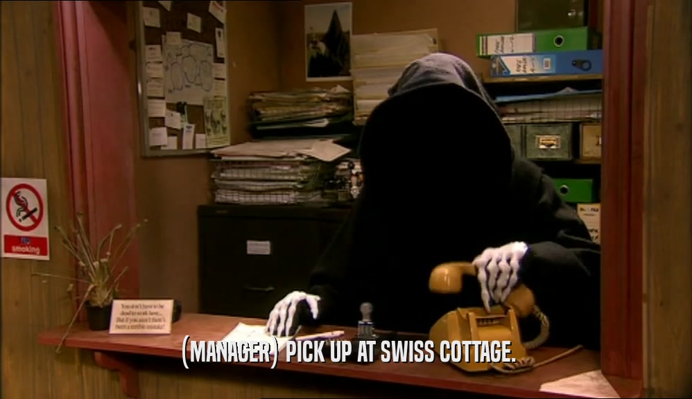 (MANAGER) PICK UP AT SWISS COTTAGE.  