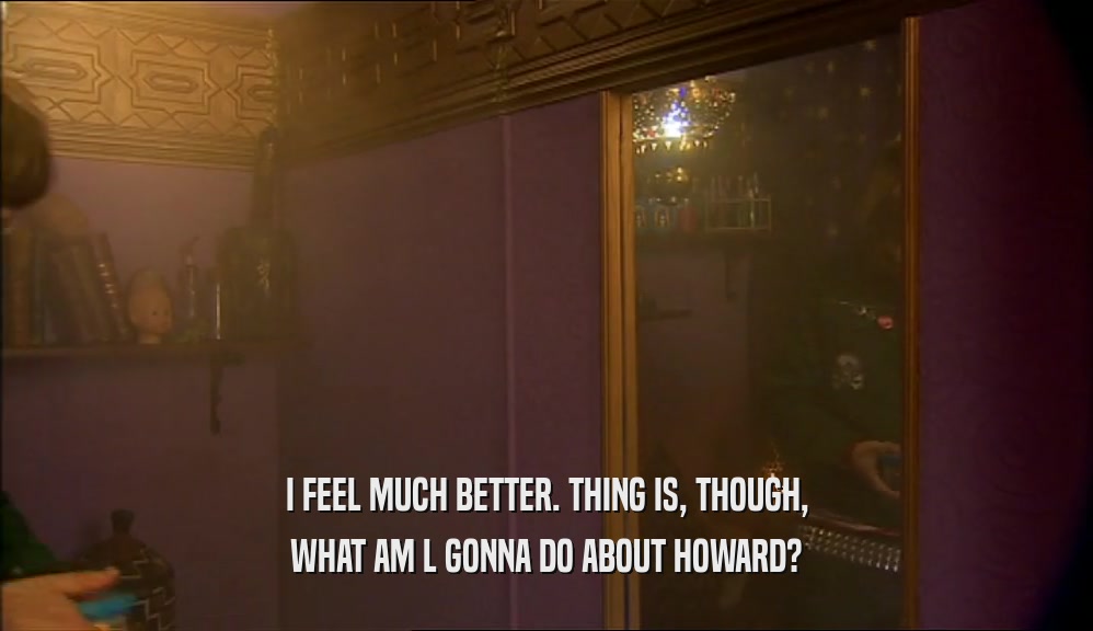 I FEEL MUCH BETTER. THING IS, THOUGH, WHAT AM L GONNA DO ABOUT HOWARD? 