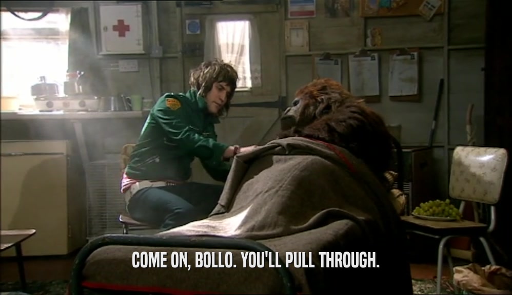 COME ON, BOLLO. YOU'LL PULL THROUGH.
  