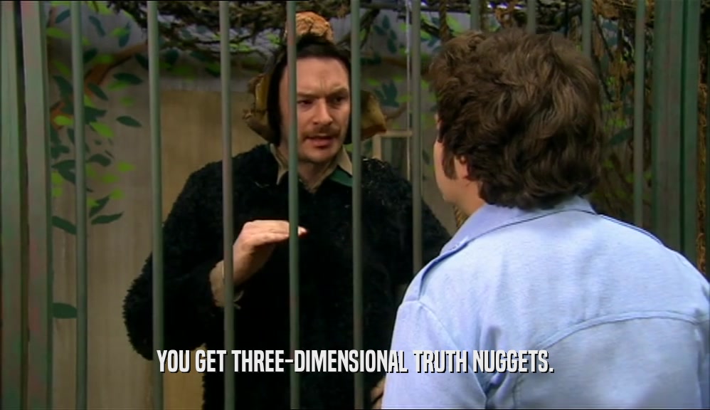 YOU GET THREE-DIMENSIONAL TRUTH NUGGETS.  