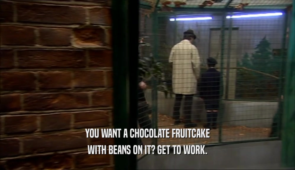 YOU WANT A CHOCOLATE FRUITCAKE WITH BEANS ON IT? GET TO WORK. 