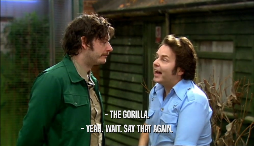 - THE GORILLA. - YEAH. WAIT. SAY THAT AGAIN. 