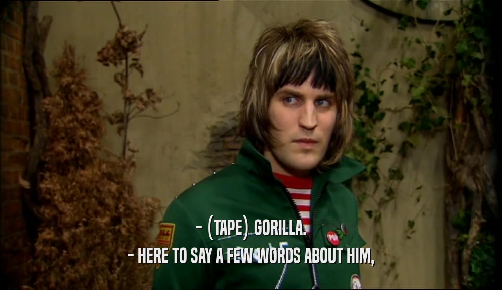 - (TAPE) GORILLA. - HERE TO SAY A FEW WORDS ABOUT HIM, 