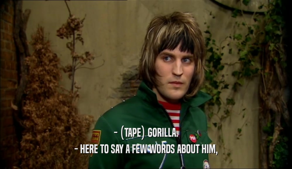 - (TAPE) GORILLA. - HERE TO SAY A FEW WORDS ABOUT HIM, 