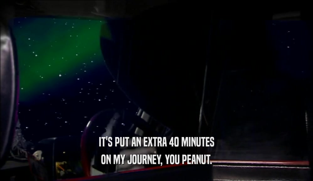 IT'S PUT AN EXTRA 40 MINUTES ON MY JOURNEY, YOU PEANUT. 