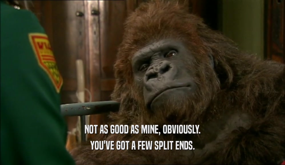 NOT AS GOOD AS MINE, OBVIOUSLY. YOU'VE GOT A FEW SPLIT ENDS. 