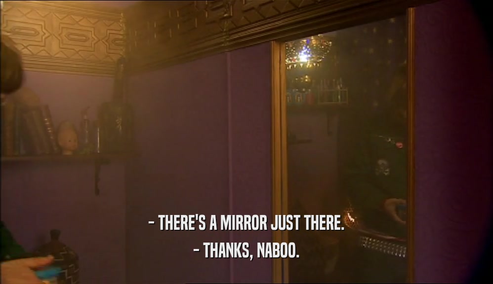 - THERE'S A MIRROR JUST THERE. - THANKS, NABOO. 