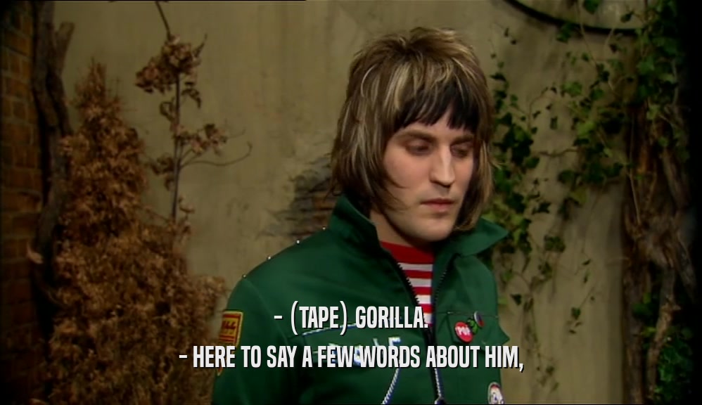 - (TAPE) GORILLA. - HERE TO SAY A FEW WORDS ABOUT HIM, 