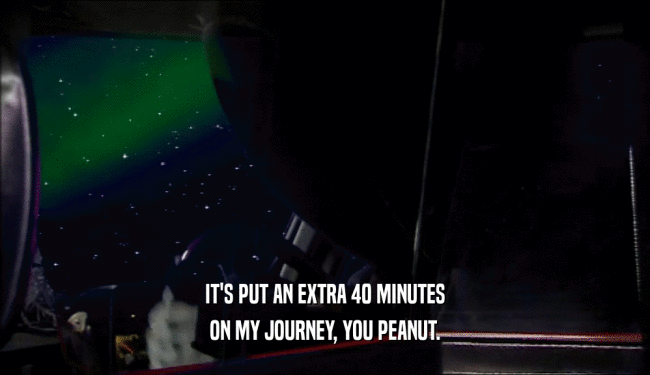 IT'S PUT AN EXTRA 40 MINUTES ON MY JOURNEY, YOU PEANUT. 