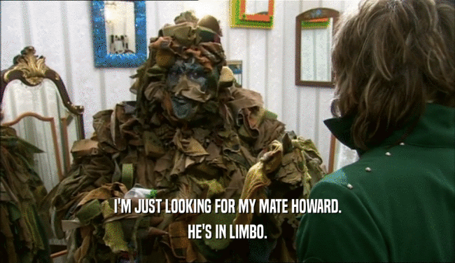 I'M JUST LOOKING FOR MY MATE HOWARD. HE'S IN LIMBO. 