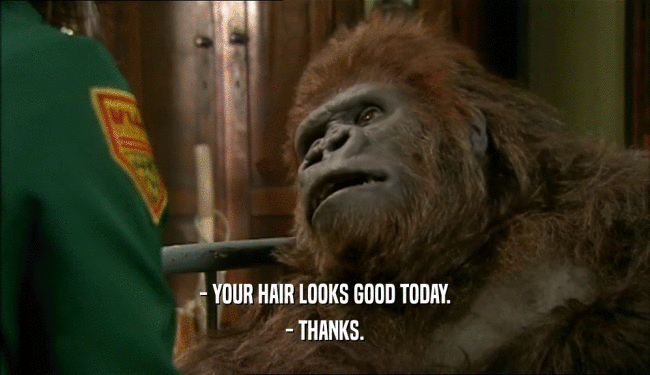 - YOUR HAIR LOOKS GOOD TODAY. - THANKS. 