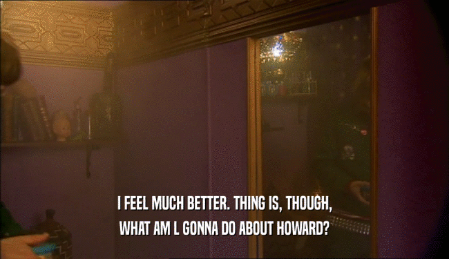 I FEEL MUCH BETTER. THING IS, THOUGH, WHAT AM L GONNA DO ABOUT HOWARD? 