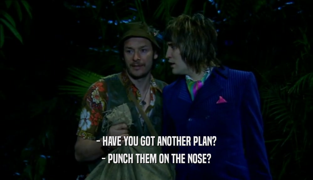 - HAVE YOU GOT ANOTHER PLAN?
 - PUNCH THEM ON THE NOSE?
 