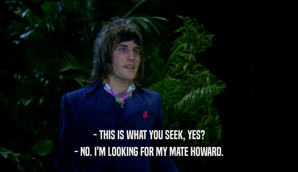 - THIS IS WHAT YOU SEEK, YES? - NO. I'M LOOKING FOR MY MATE HOWARD. 