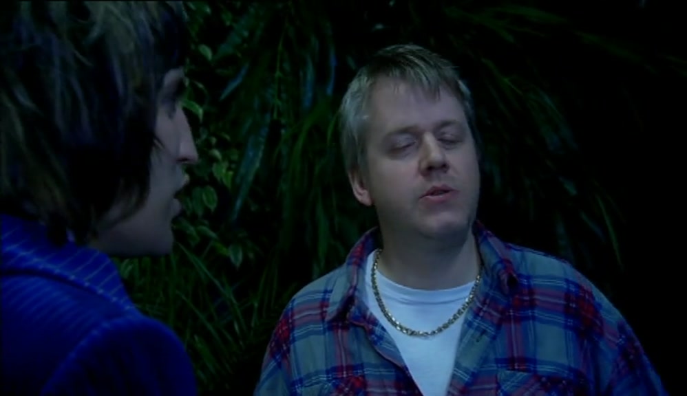 HE'S TALKING TO A GEEZER WITH A BIG HEAD.  