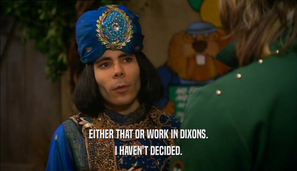 EITHER THAT OR WORK IN DIXONS. I HAVEN'T DECIDED. 