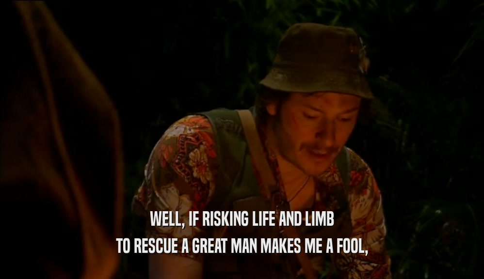WELL, IF RISKING LIFE AND LIMB TO RESCUE A GREAT MAN MAKES ME A FOOL, 